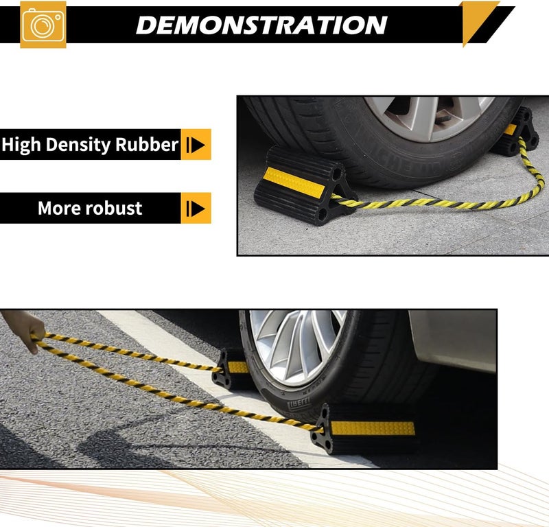 WECARLLE Wheel Chocks for Trailers RVs Camper Trucks and Small Aircraft Wheel Chock, Wheel Chocks Block with 3 Reflective Strips,Versatile Heavy Duty Solid Rubber Wheel Immobilizers & Chocks[1 Pair 2 Pack] - Image 5